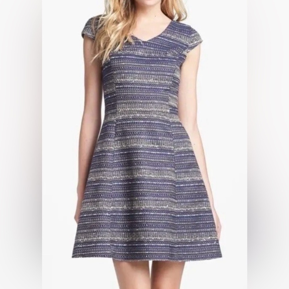 Lilly Pulitzer Navy and Gray Textured Fit-and-Flare Mini Dress
